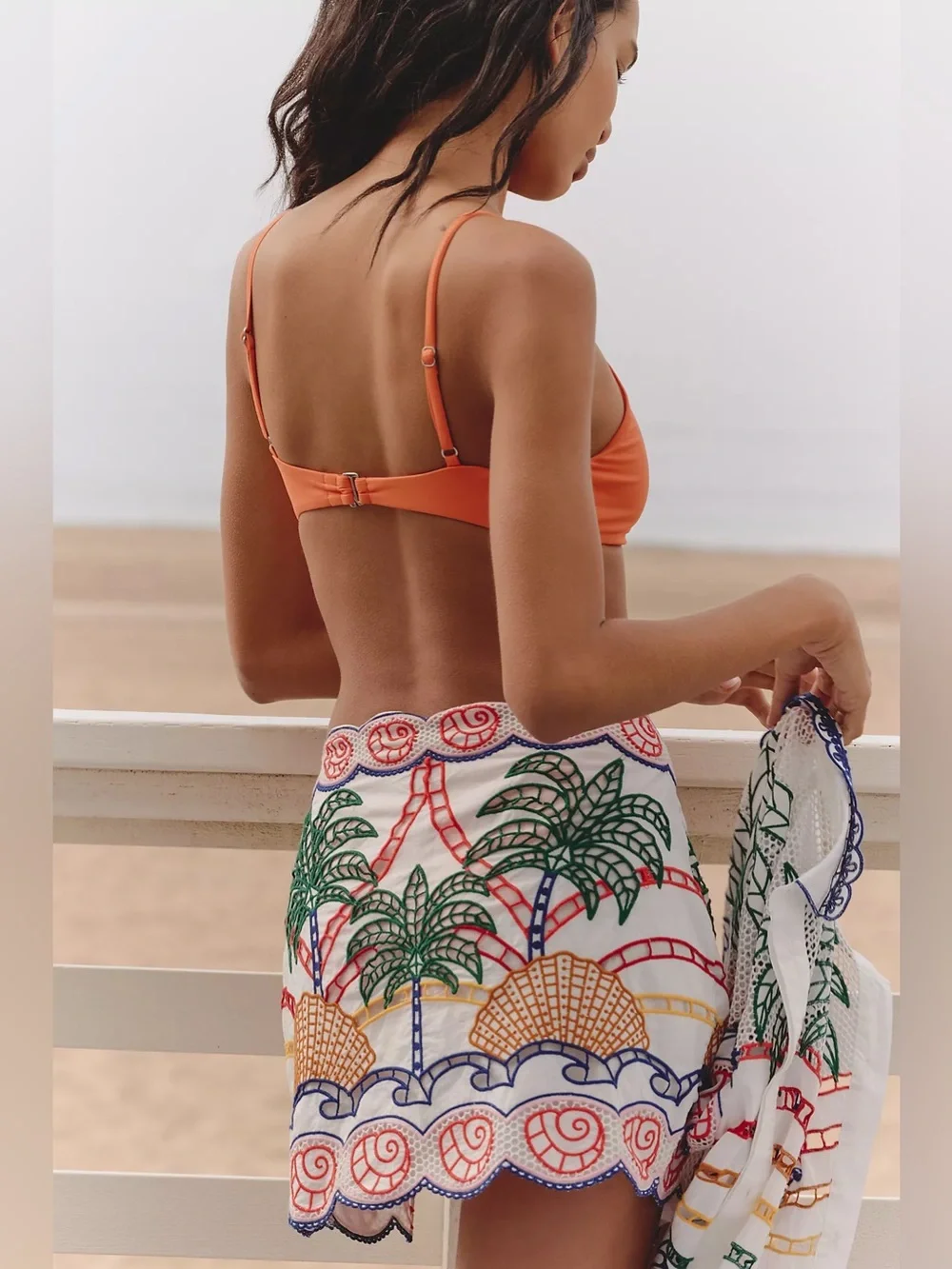 NWT Farm Rio Tropical Graphic Richelieu Mini Wrap Skirt Coverup Palm Trees